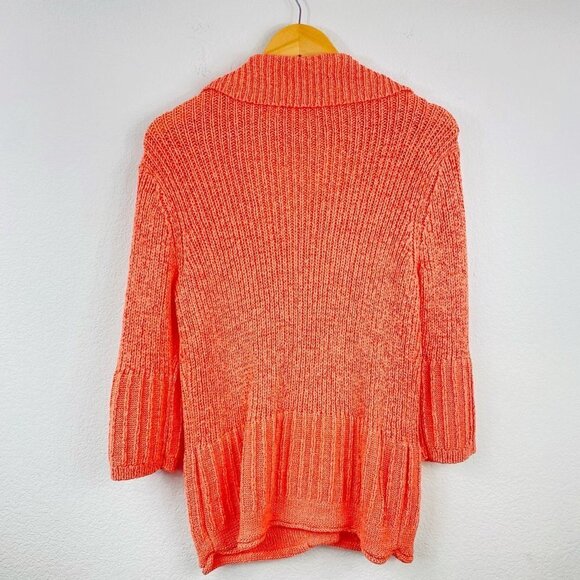JH Collectibles Single Button 3/4 Flutter Sleeve Knit Sweater Cardigan Peach L - Picture 2 of 7